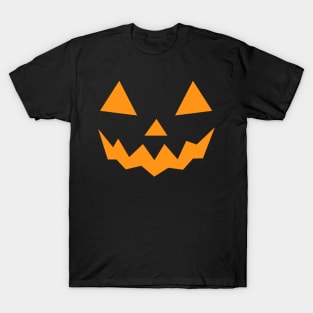 Spooky Halloween Pumpkin Face on Black Background T-Shirt